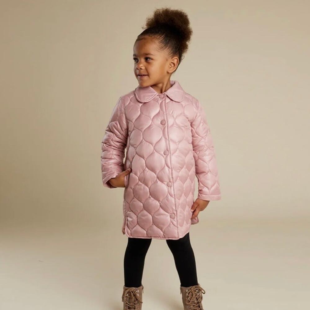MILES THE LABEL Quilted Puffer Coat Rose Pink 18 Months